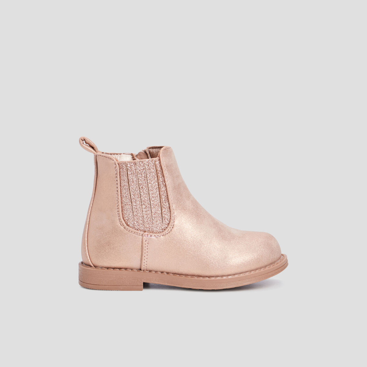 Bottines chelsea zippées rose bébé fille