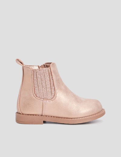 Bottines chelsea zippées rose bébé fille