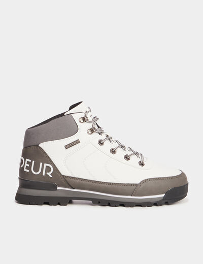 Bottines montantes semelles crant&eacute;es blanc homme