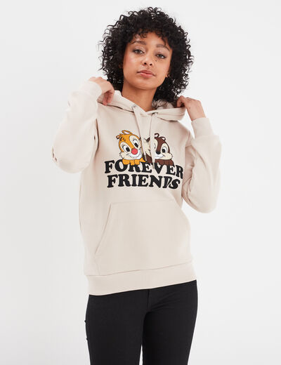 Sweat à capuche hoodie Tic et Tac sable femme