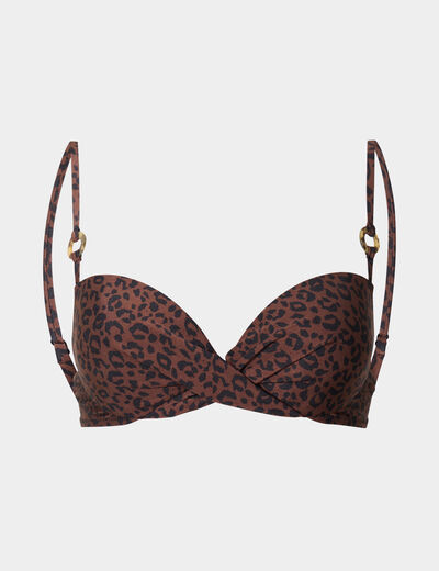 Haut de maillot de bain push up marron femme