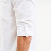 Chemise col mao lin m&eacute;lang&eacute; blanc homme
