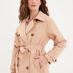 Trench long ceinturé et boutonné sable femme