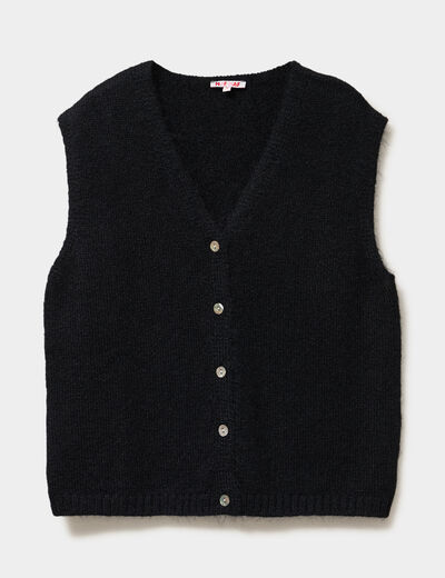 Gilet sans manches col en V noir femme