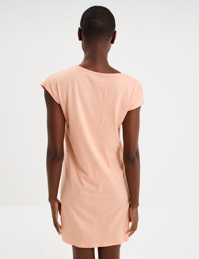 Chemise de nuit courte col rond rose clair femme