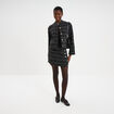 Jupe-short tweed taille haute ecru femme