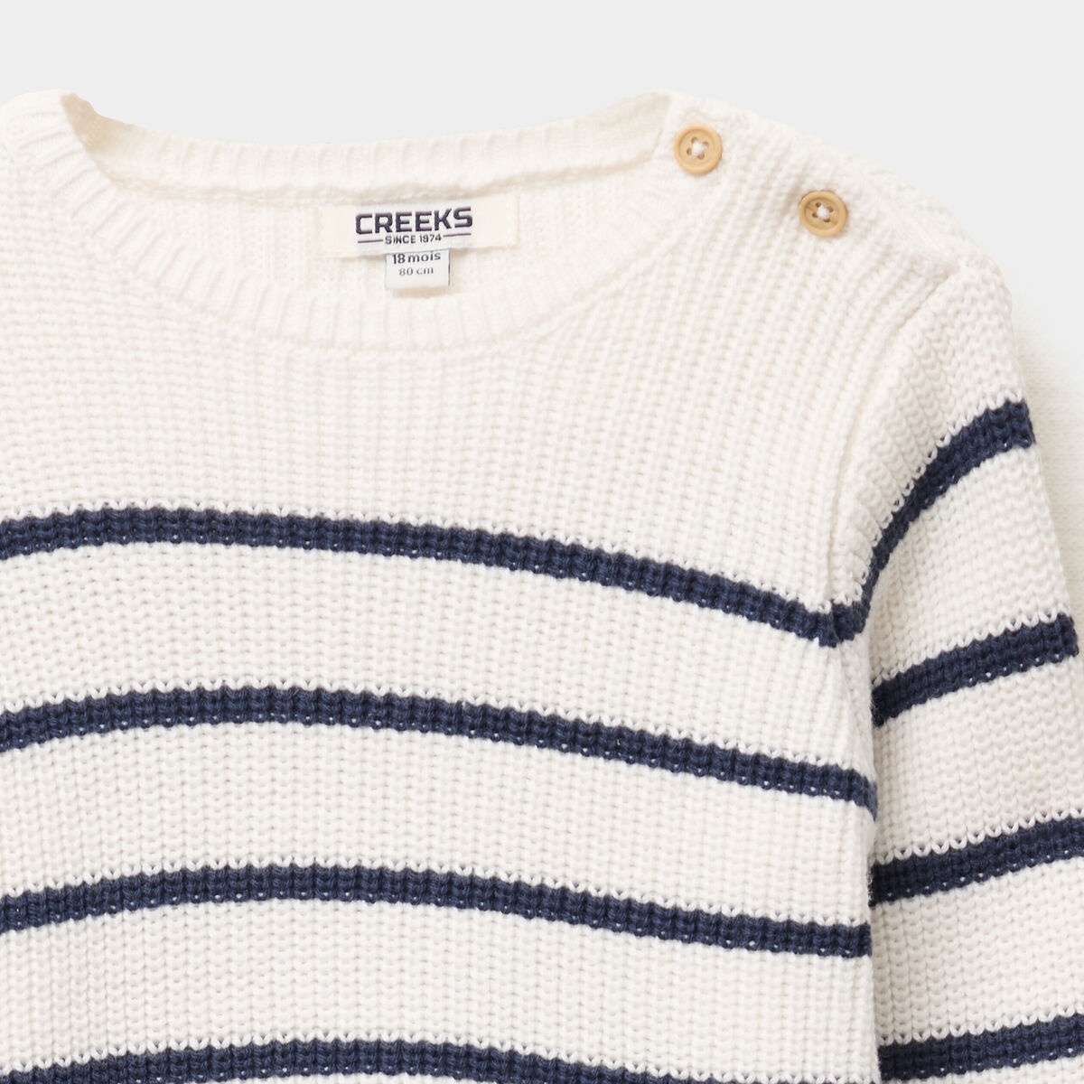 Pull col rond manches longues creme b&eacute;b&eacute; gar&ccedil;on