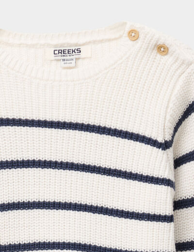 Pull col rond manches longues creme bébé garçon