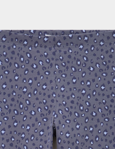 Legging taille &eacute;lastiqu&eacute;e coton bleu gris fille