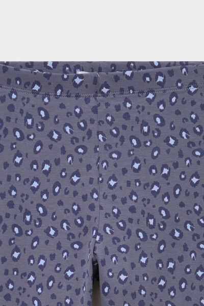 Legging taille &eacute;lastiqu&eacute;e coton bleu gris fille