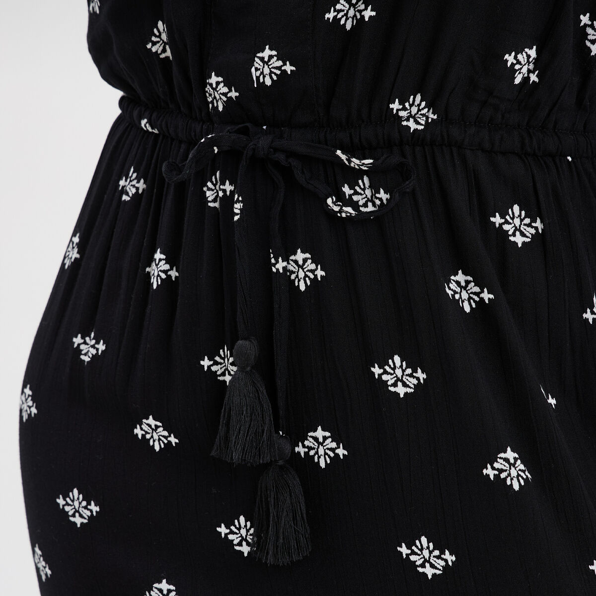 Robe midi évasée sans manches noir femme