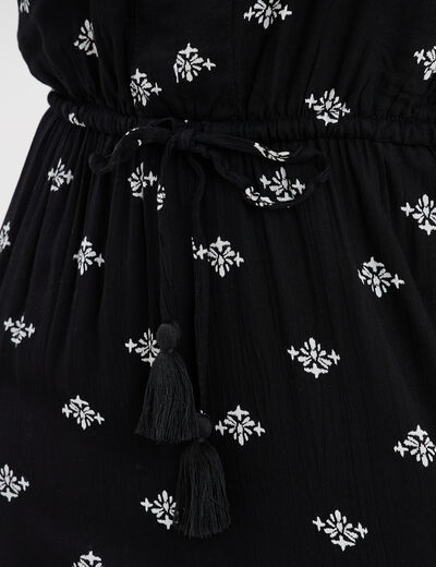 Robe midi évasée sans manches noir femme