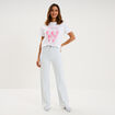 Jean droit taille haute coton blanc femme