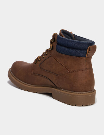 Bottines montantes &agrave; lacets marron clair homme