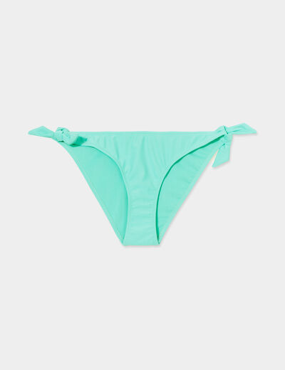 Bas de maillot de bain détails noeuds vert turquoise femme