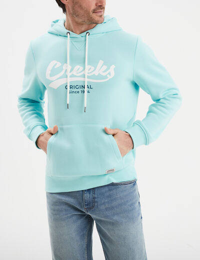 Sweat à capuche hoodie Creeks bleu turquoise homme