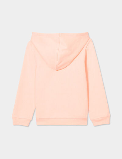 Sweat à capuche zippé orange fluo fille