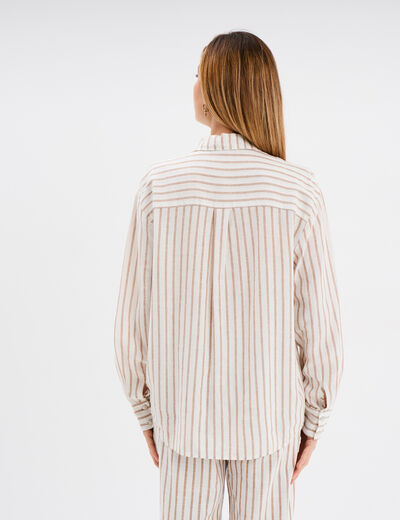 Chemise oversize lin mélangé blanc femme