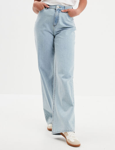 Jeans wide leg taille haute Creeks denim triple stone femme