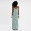 Robe longue droite fluide à bretelles vert turquoise femme
