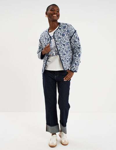 Veste manches longues matelass&eacute;e blanc femme