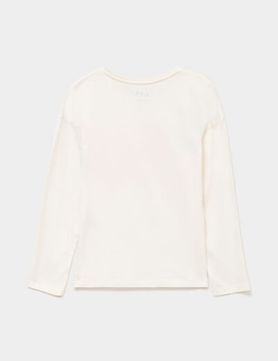 T-shirt manches longues coton ivoire fille