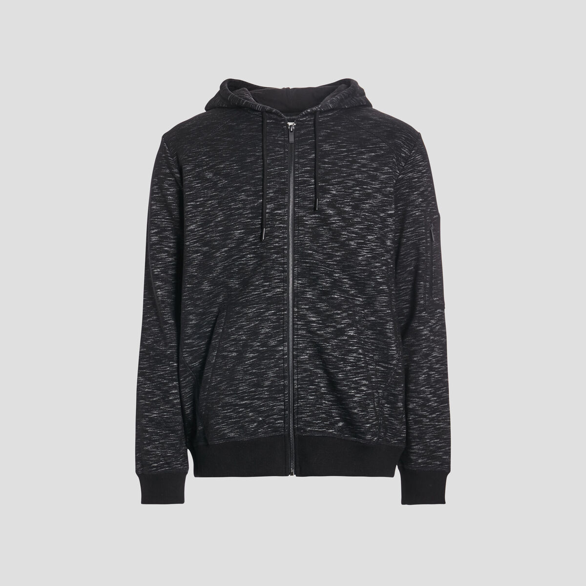 Sweat zipp&eacute; &agrave; capuche en molleton noir homme