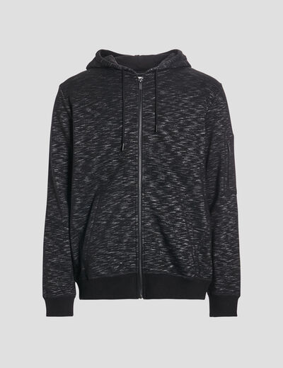 Sweat zipp&eacute; &agrave; capuche en molleton noir homme