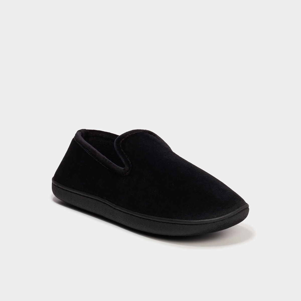 Pantoufles &agrave; bord rond et semelle plate noir homme
