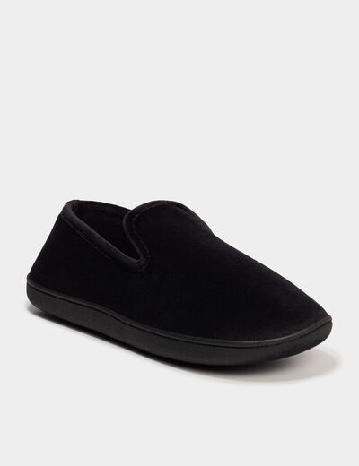 Pantoufles &agrave; bord rond et semelle plate noir homme