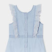 Combishort en jean volants brod&eacute;s Creeks denim bleach b&eacute;b&eacute; fille
