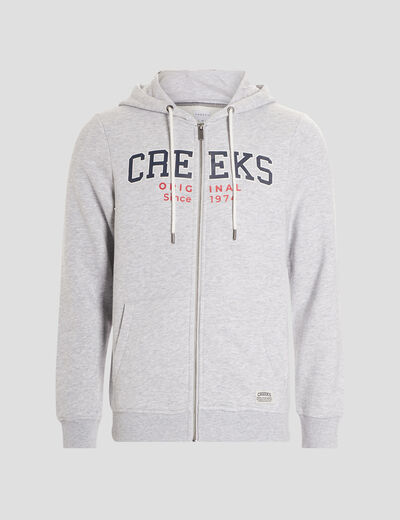 Sweat zippé à capuche Creeks gris clair homme