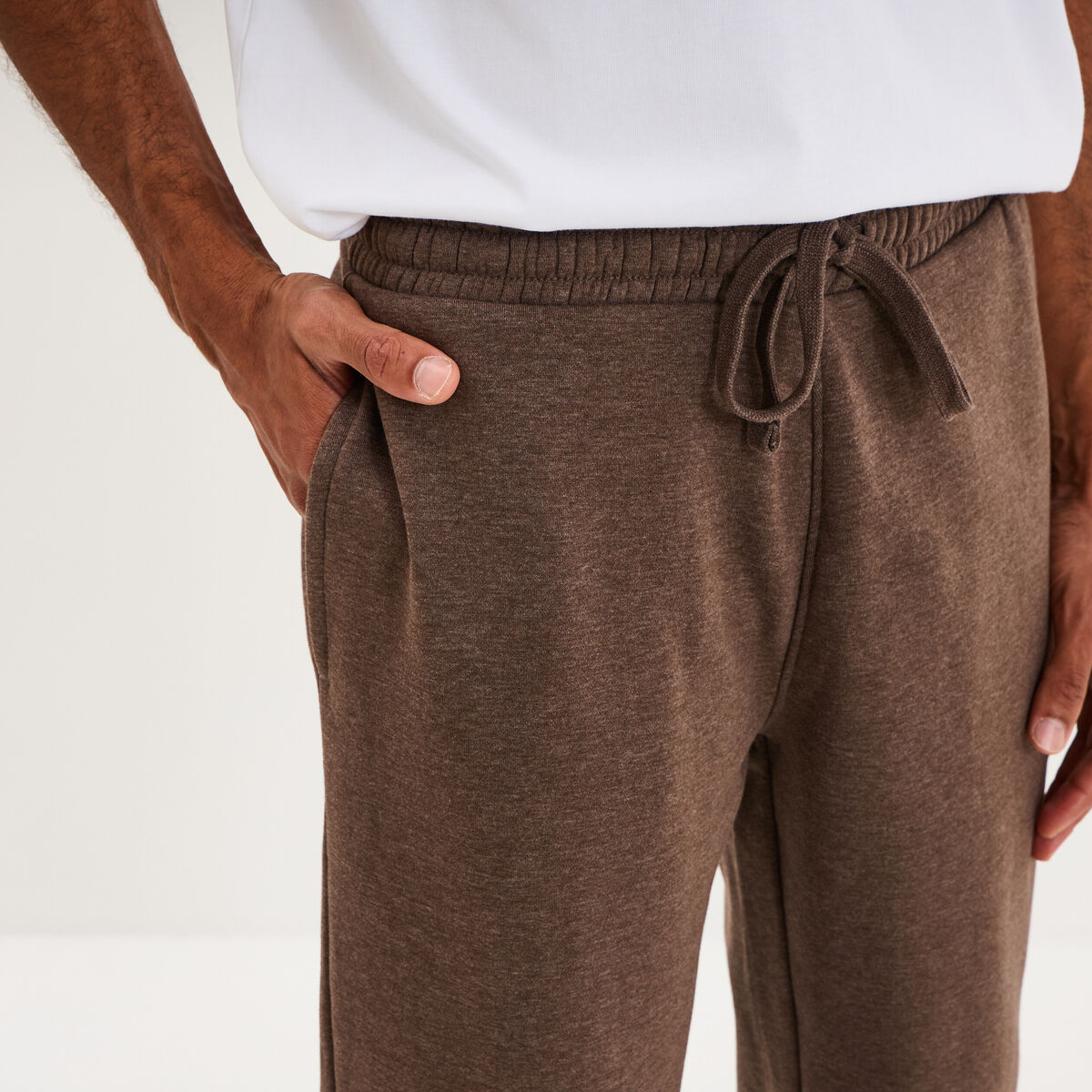 Pantalon jogging droit molleton marron chocolat homme
