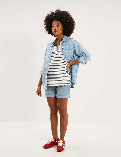 T-shirt allaitement manches courtes ecru femme maternit&eacute;