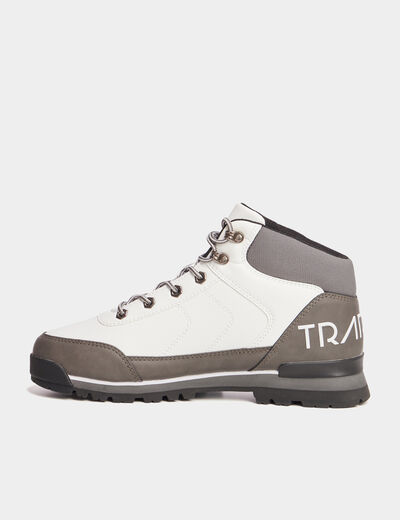 Bottines montantes semelles crant&eacute;es blanc homme