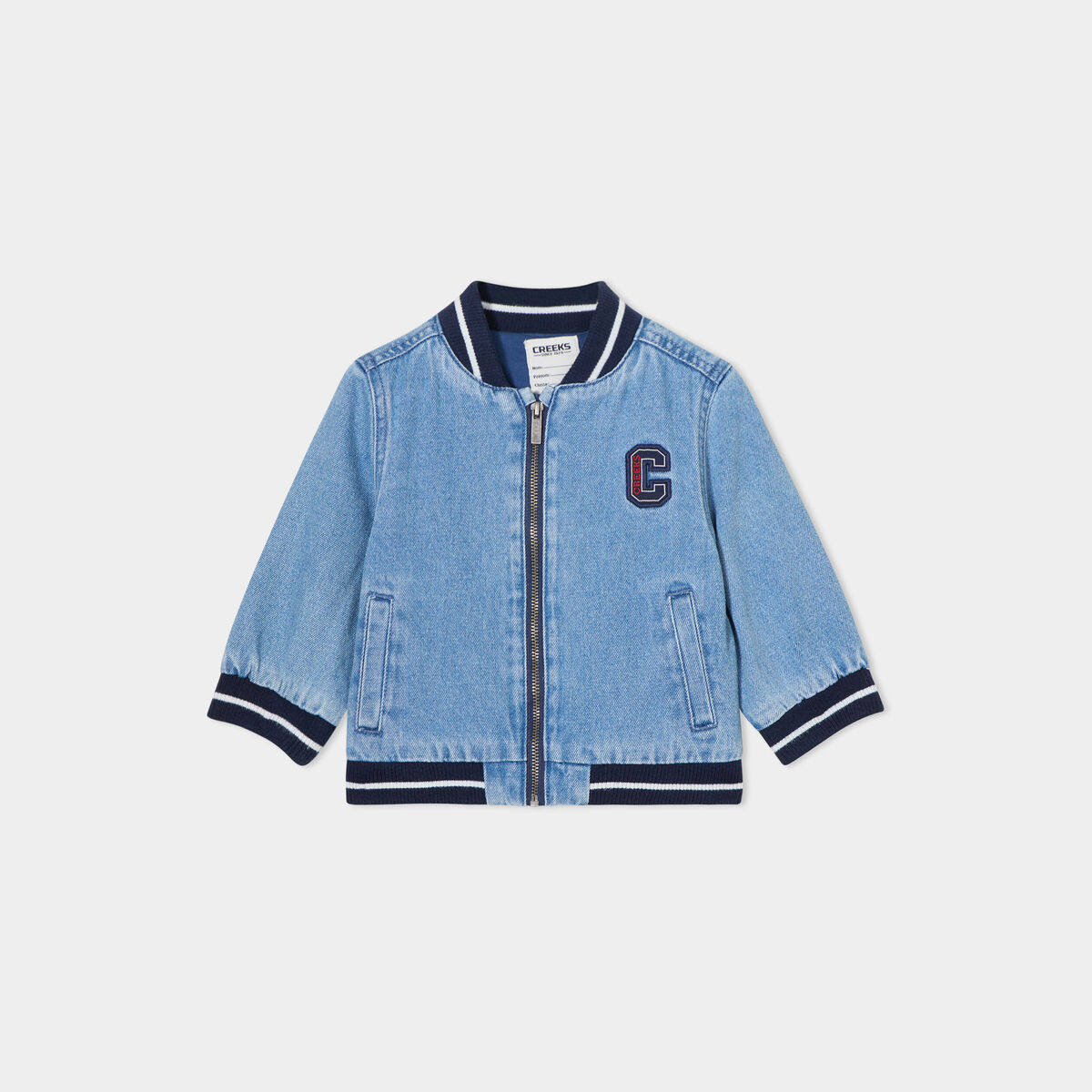 Veste teddy aspect jean Creeks en coton denim double stone b&eacute;b&eacute; gar&ccedil;on