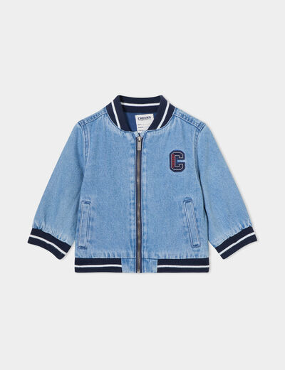 Veste teddy aspect jean Creeks en coton denim double stone bébé garçon