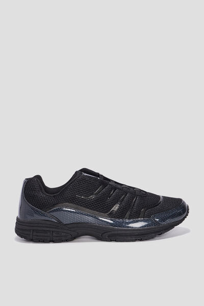 Baskets plates running élastiquées noir homme
