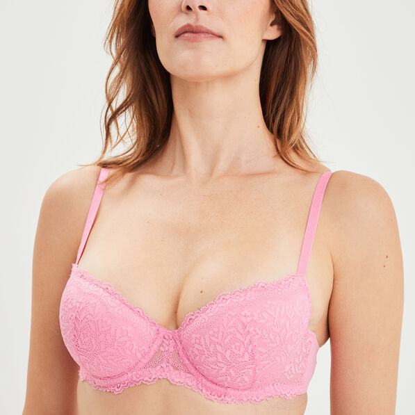 Soutien-gorge corbeille micro dentelle rose femme
