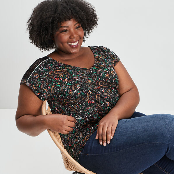 T-shirt manches courtes noir femme grande taille