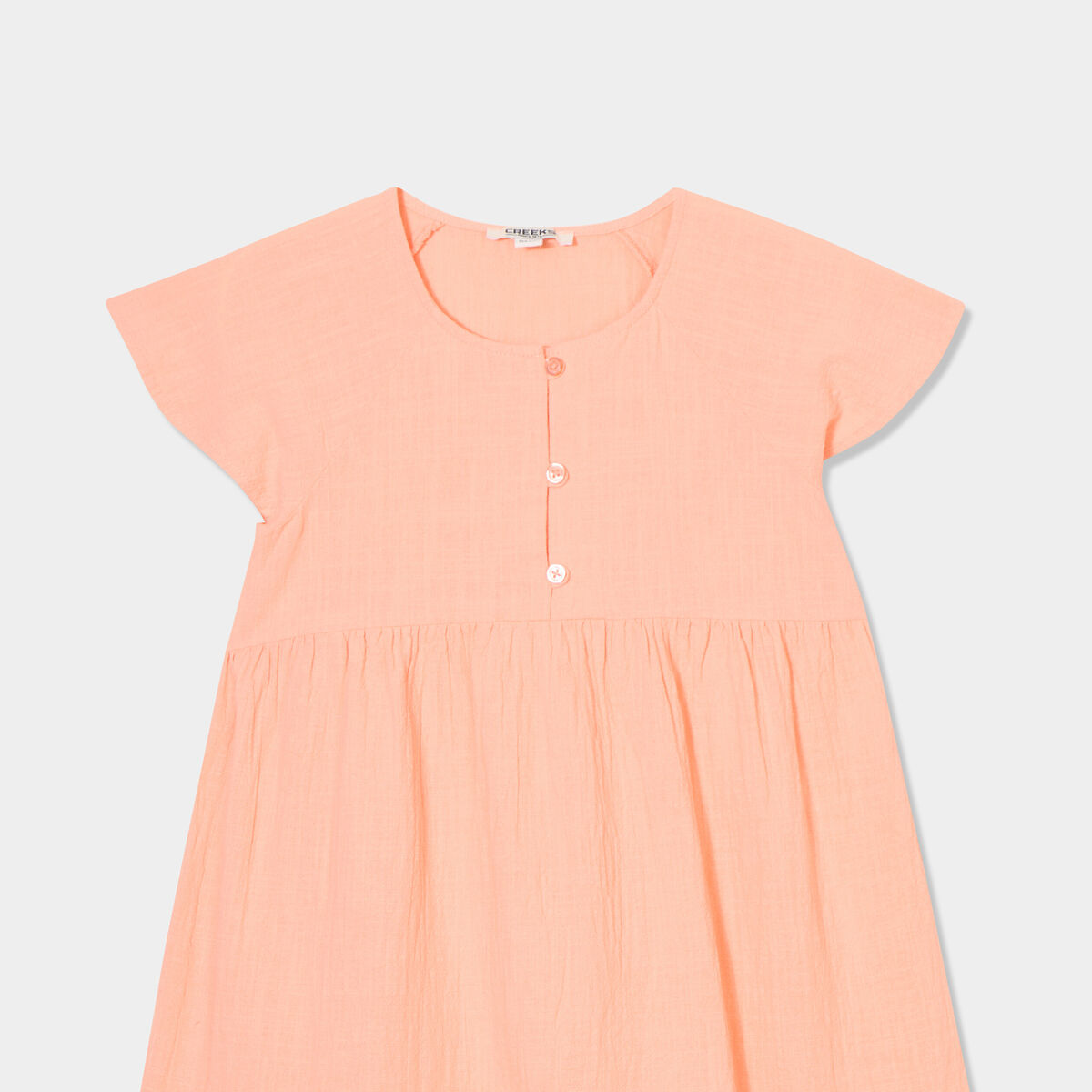 Robe manches courtes coton Creeks rose saumon fille