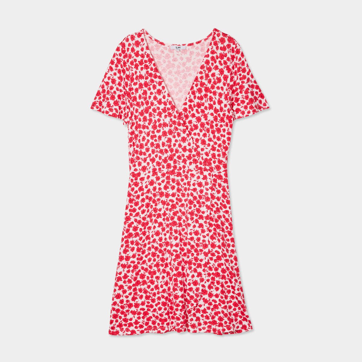 Robe patineuse manches courtes rouge femme