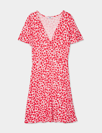 Robe patineuse manches courtes rouge femme