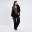 Sweat zippé à capuche molleton noir femme