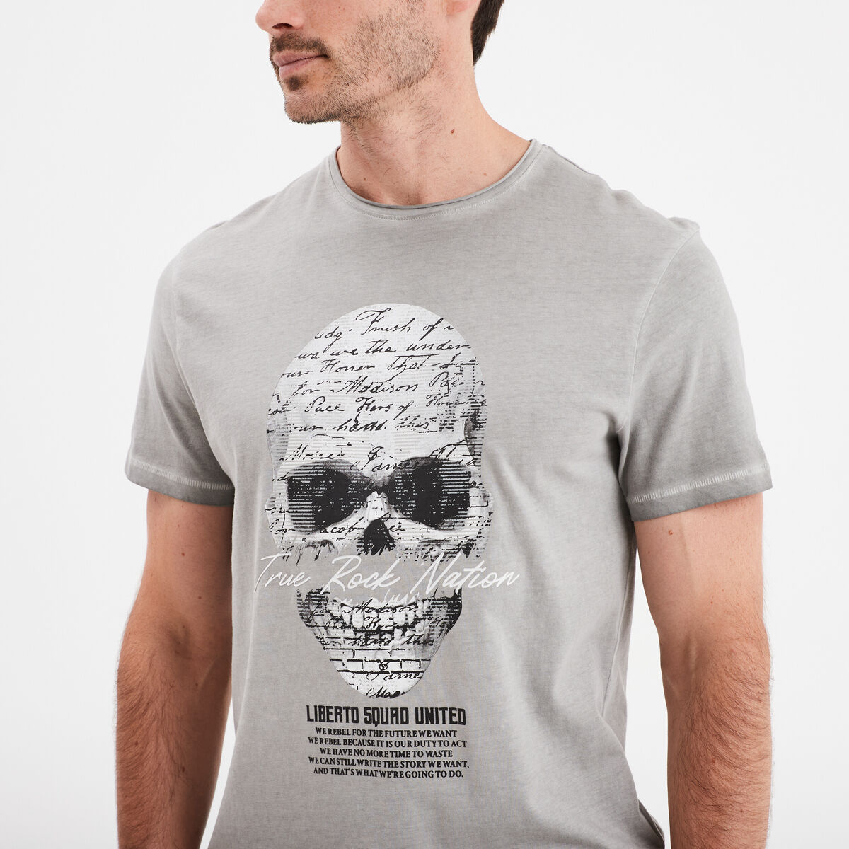 T-shirt manches courtes coton Liberto gris clair homme