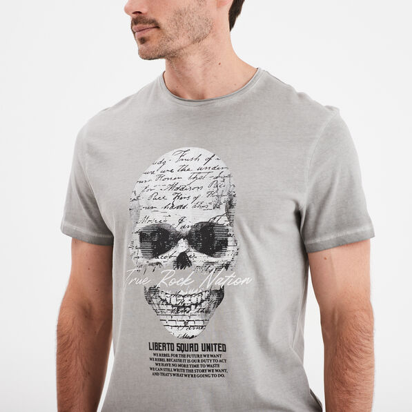 t shirt manches courtes coton liberto gris clair homme T-shirt manches courtes coton Liberto gris clair homme