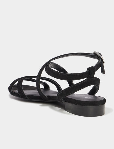 Sandales avec brides en cuir noir femme