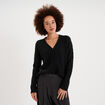 Gilet cardigan ajour&eacute; manches longues noir femme