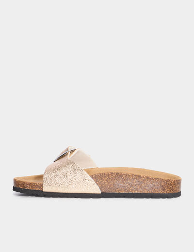 Mules jaune or femme