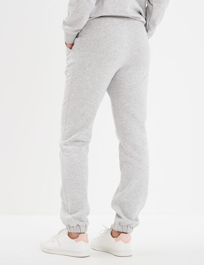 Pantalon jogging droit molleton gris clair femme